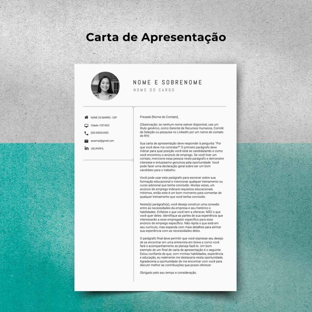 Carta de Apresentação para um Currículo com foto