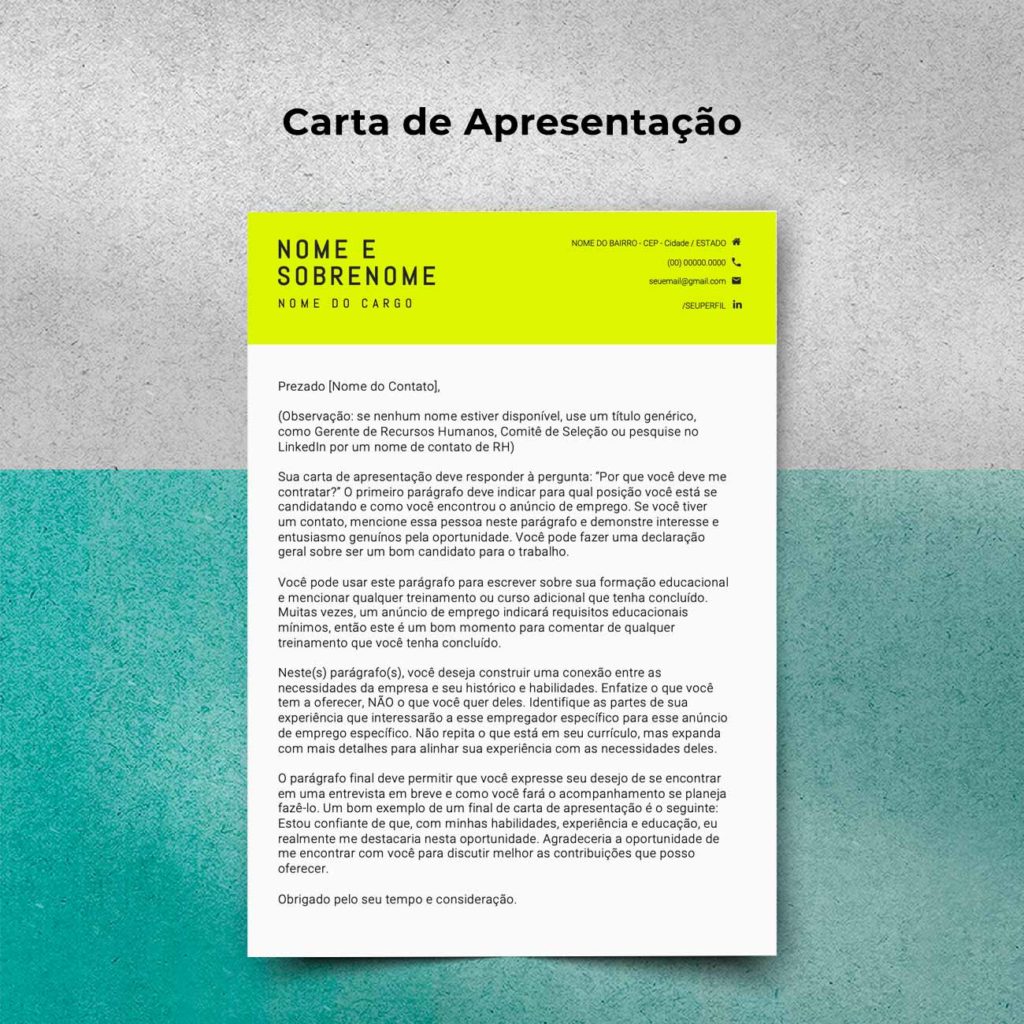 Carta de Apresentação modelo Aprovado