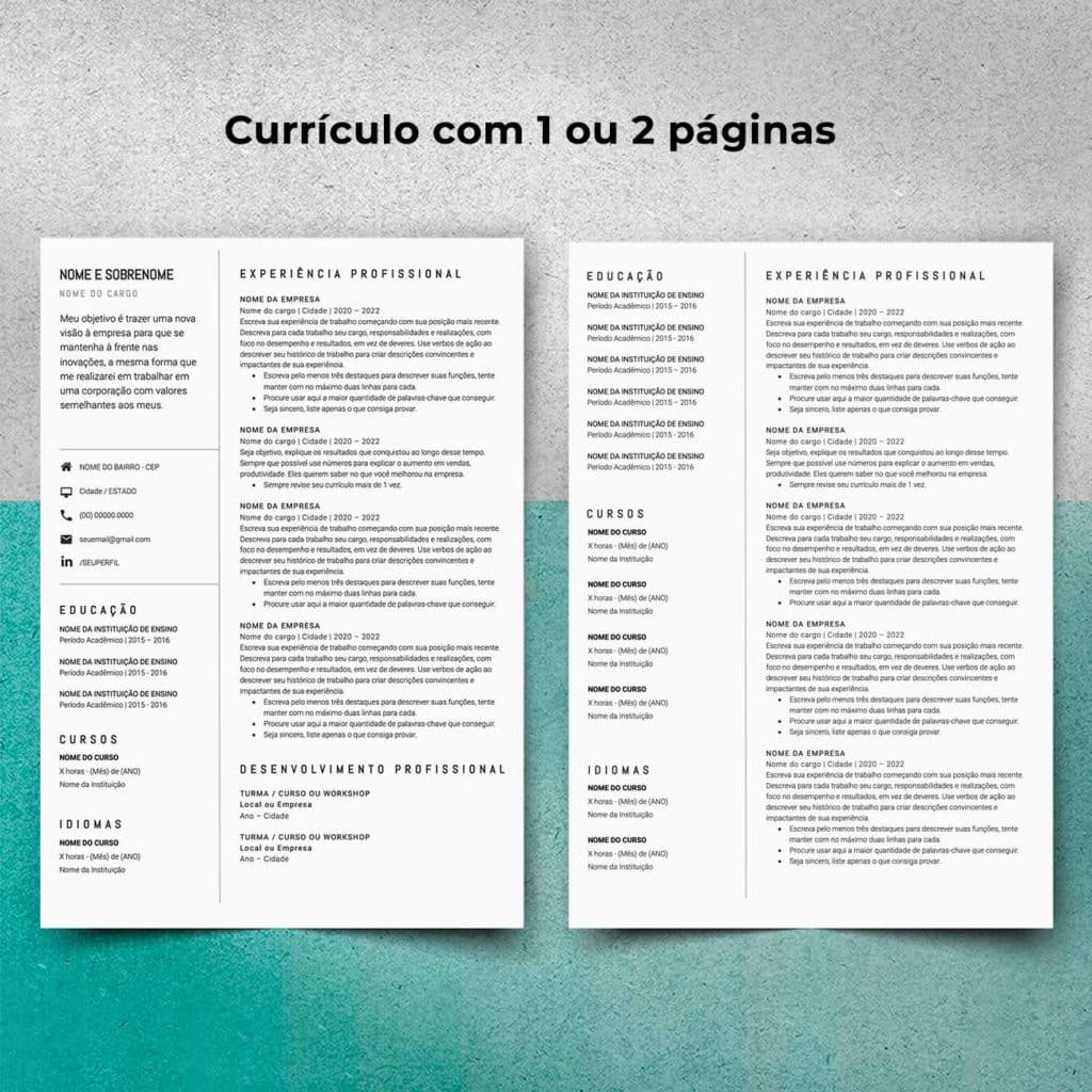 Currículo Especialista com 2 páginas